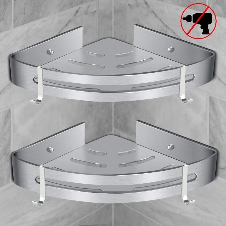Corner Shower Shelf Renfox Drill Free Bathroom Shelf Basket Shower Storage Aluminum Wall Adhesive Shower Holder Organizer For Shampoo Triangle 2 Pieces Electronics Others On Carousell