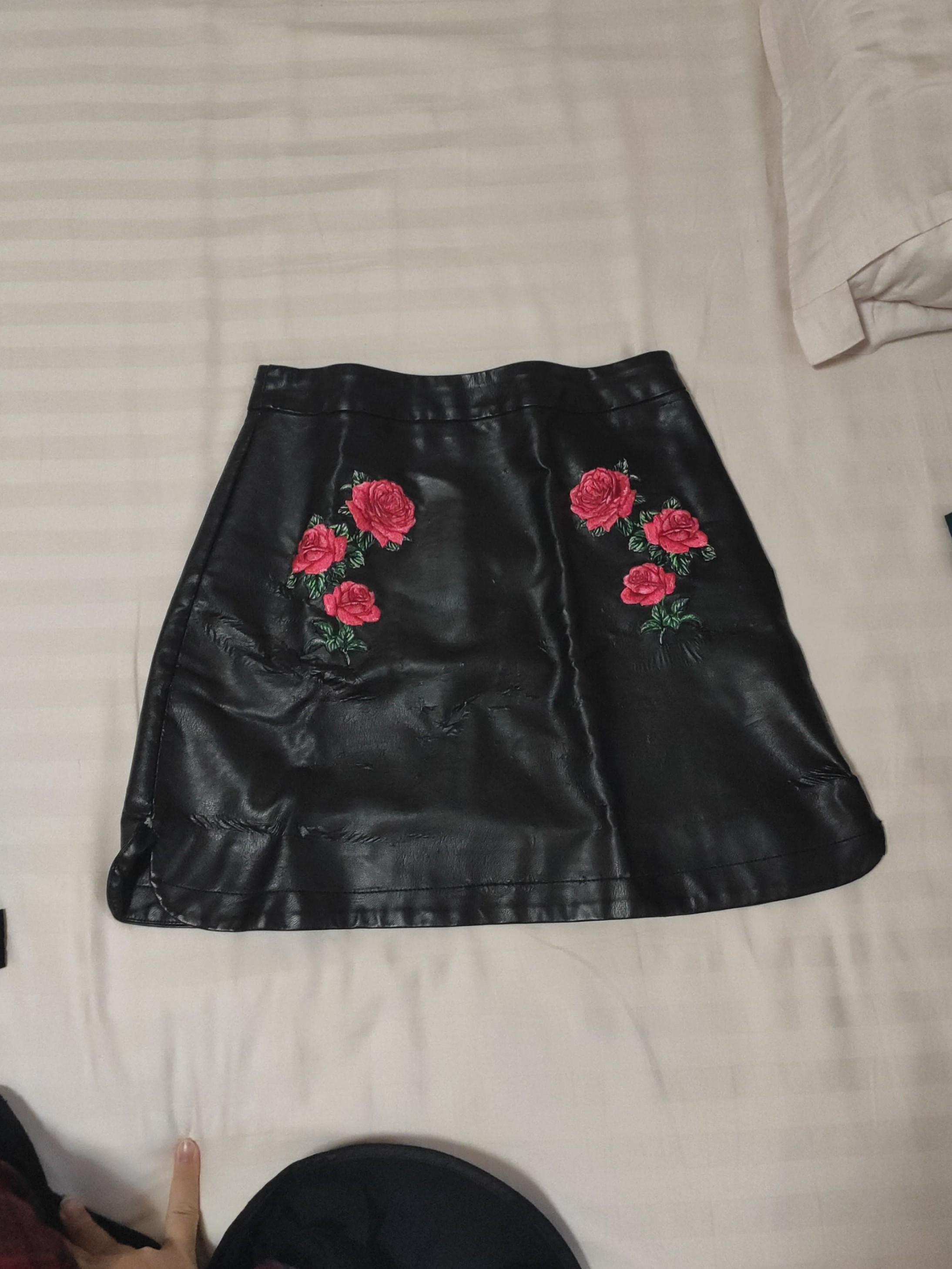 Black leather skirt cotton on shop
