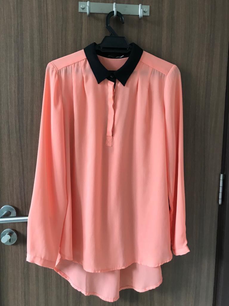 coral chiffon blouse