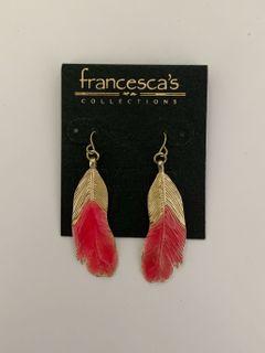 Francesca’s Collection Gold/Coral Feather Earrings