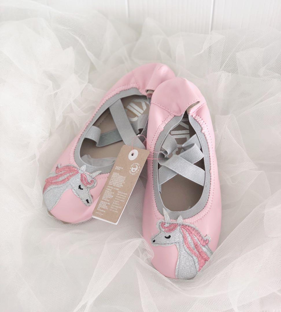 girls pink unicorn ballerina shoes 獨角 