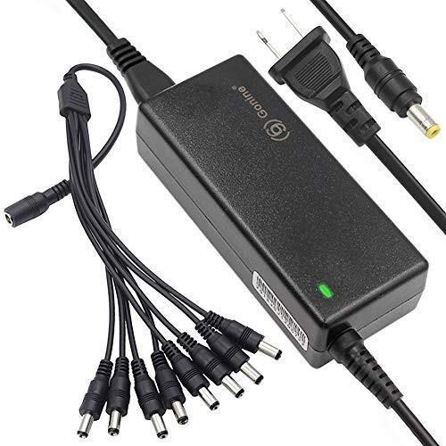 Gonine Security Camera Power Adapter 12v 5a Ac To Dc 60w Regulated Switching Power Supply With 8 Way Power Splitter Cable For Cctv Camera Dvr Rgb Led Strip Lights R3050 Electronics Others On
