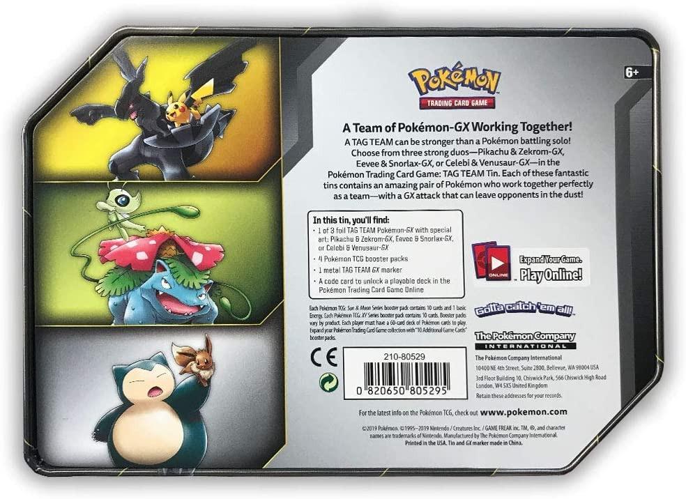 Pokemon Tin Pokemon TCG Tag Team Tin - Celebi & Venusaur GX (4 Booster Packs  + Foil GX Card) Factory Sealed Pokmon TCG Tag Team Tin