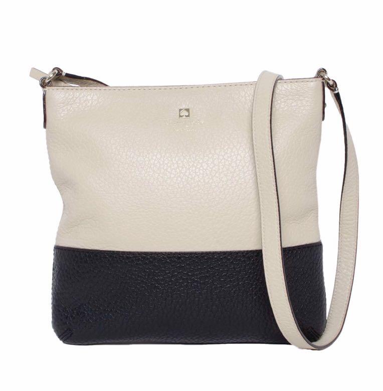 KATE SPADE Southport Avenue Cora Cream Black Leather Crossbody Bag