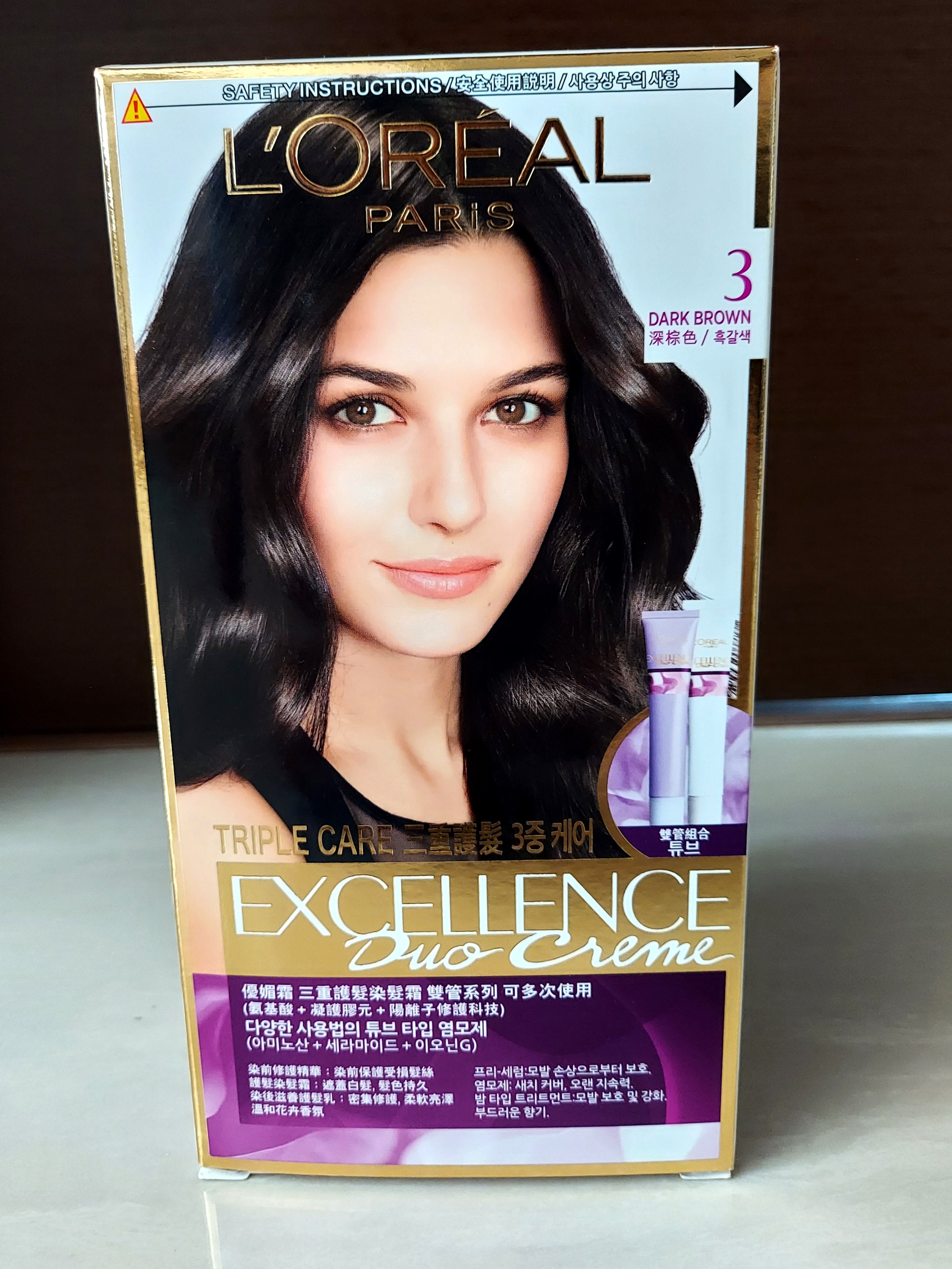 Loreal Paris Hair Dye: Excellence Duo Creme (Triple Care) - Dark Brown 3,  Beauty & Personal Care, Hair on Carousell