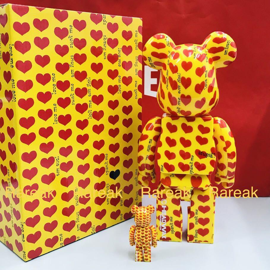 Medicom 2018 Bearbrick Amiplifier The Yellow Heart 400% + 100% be