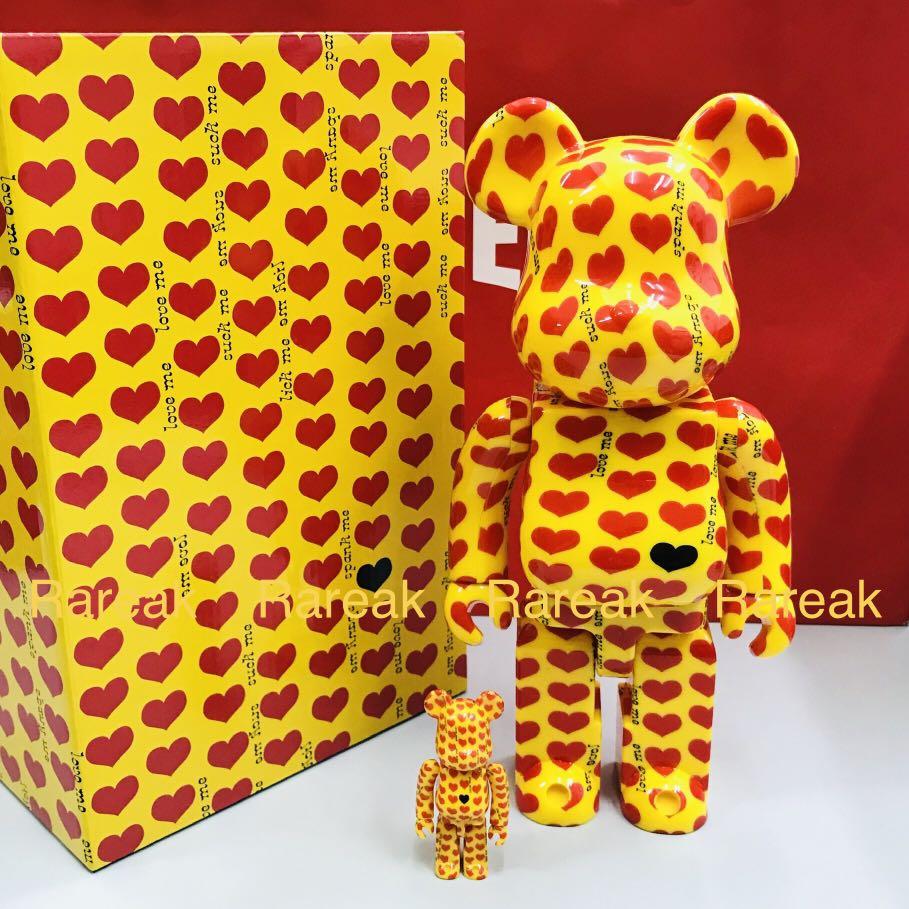 Medicom 2018 Bearbrick Amiplifier The Yellow Heart 400% + 100% be