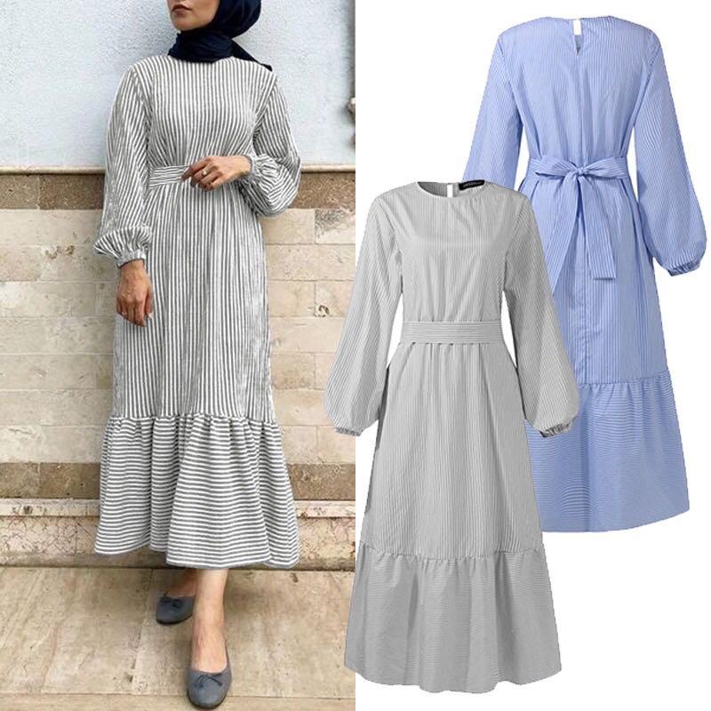 Muslimah casual stripe jubah dress 
