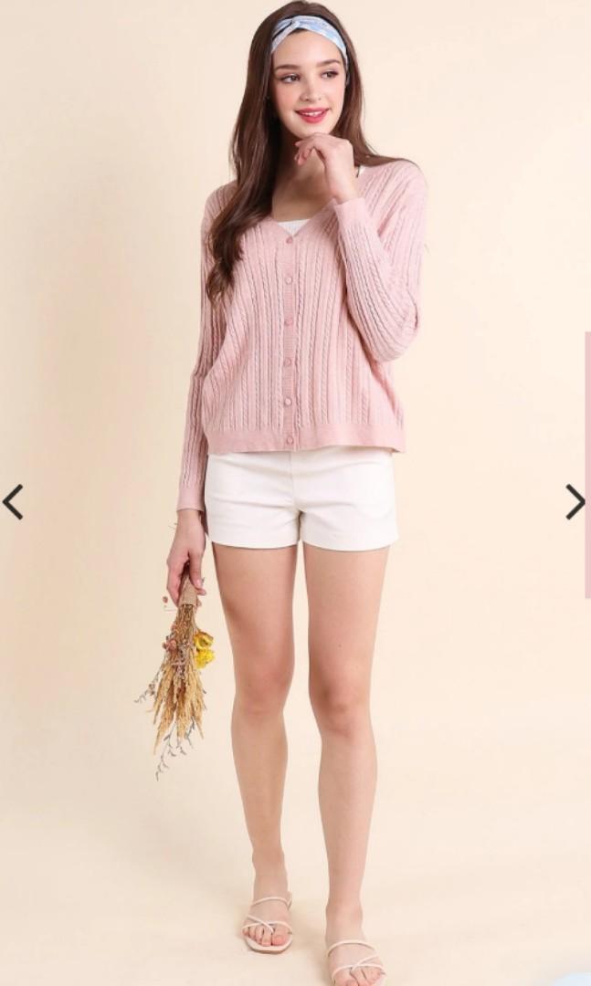 Neonmello BASIC DONNA WEAVE TEXTURED KNIT CARDIGAN IN DUSTY PINK, Women's  Fashion, Tops, Blouses on Carousell