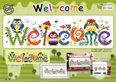 Owl Welcome Card Cross Stitch Kit (Category: Handmade Craft) located in Quezon City. Submitted by mariachiband (Listing ID 1025993481, Image 3). Description: Owl welcome card cross stitch kit Contains 14 count fabric, pattern, thread, and needles 58 x 17 cm.