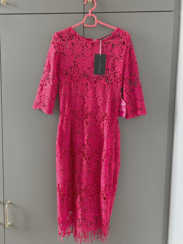 Paper Dolls Lace Dress Magenta Women s Fashion Dresses Sets