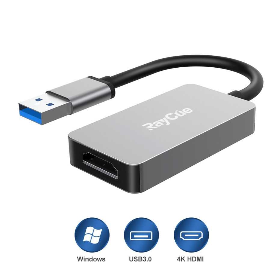 RayCue USB to HDMI Adapter, HD 1080P Video Audio Output, USB 3.0 to