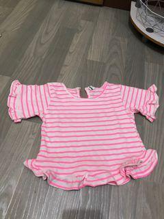 Stripe Pink Ruffle Top 3-4y