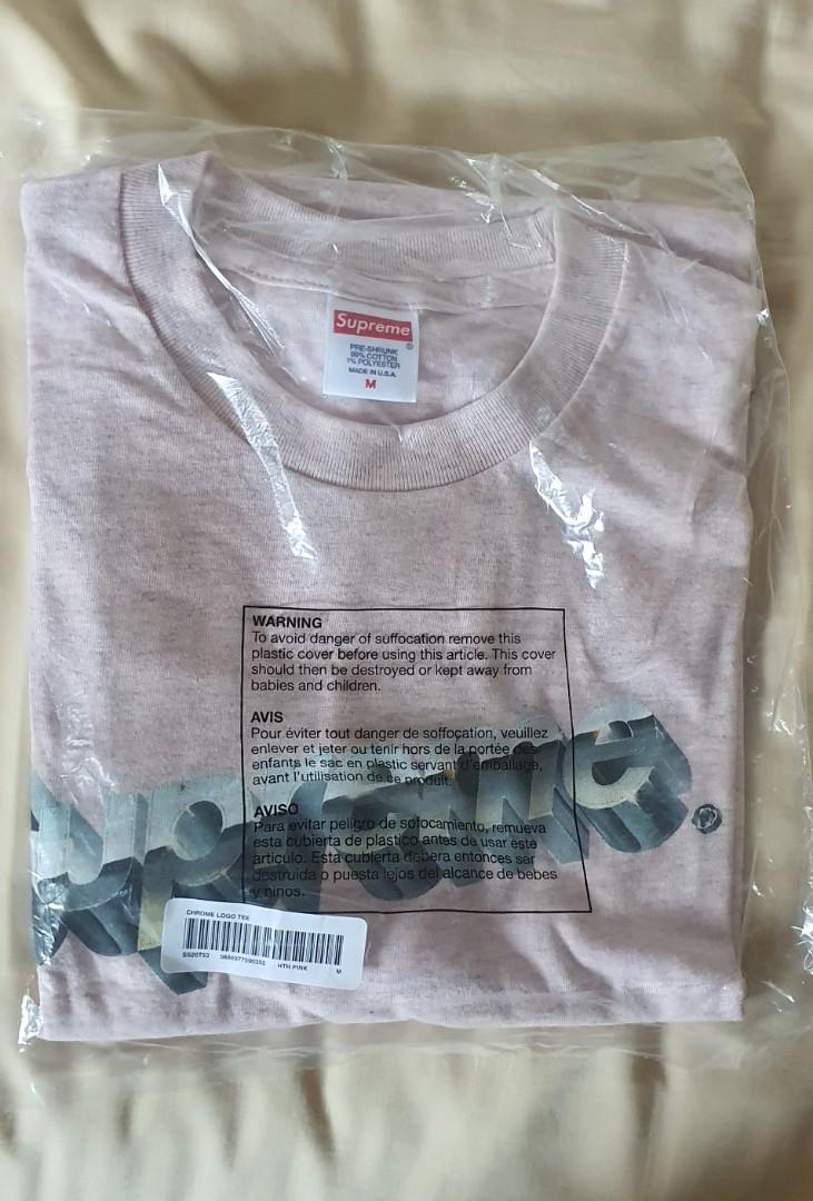 supreme chrome logo tee pink