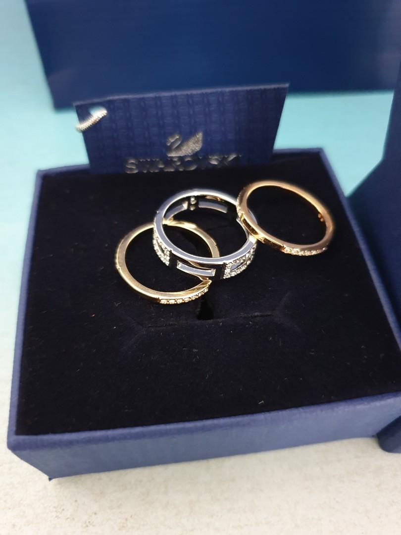 Swarovski Cubist Set Tri Colour Ring 3 in 1