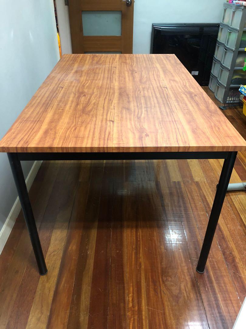 Table from Dimensione (Category: Tables & Sets) located in San Juan City. Submitted by ohdeedoh (Listing ID 1025904749, Image 1). Description: Table bought at Dimensione RFS: not using it. No issues except for slight ding in one corner as shown in photo and a few scratches on legs. Length: 58” Width: 35” Height: 30”.
