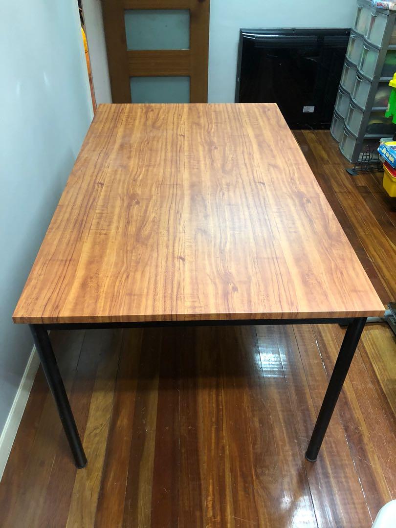 Table from Dimensione (Category: Tables & Sets) located in San Juan City. Submitted by ohdeedoh (Listing ID 1025904749, Image 2). Description: Table bought at Dimensione RFS: not using it. No issues except for slight ding in one corner as shown in photo and a few scratches on legs. Length: 58” Width: 35” Height: 30”.