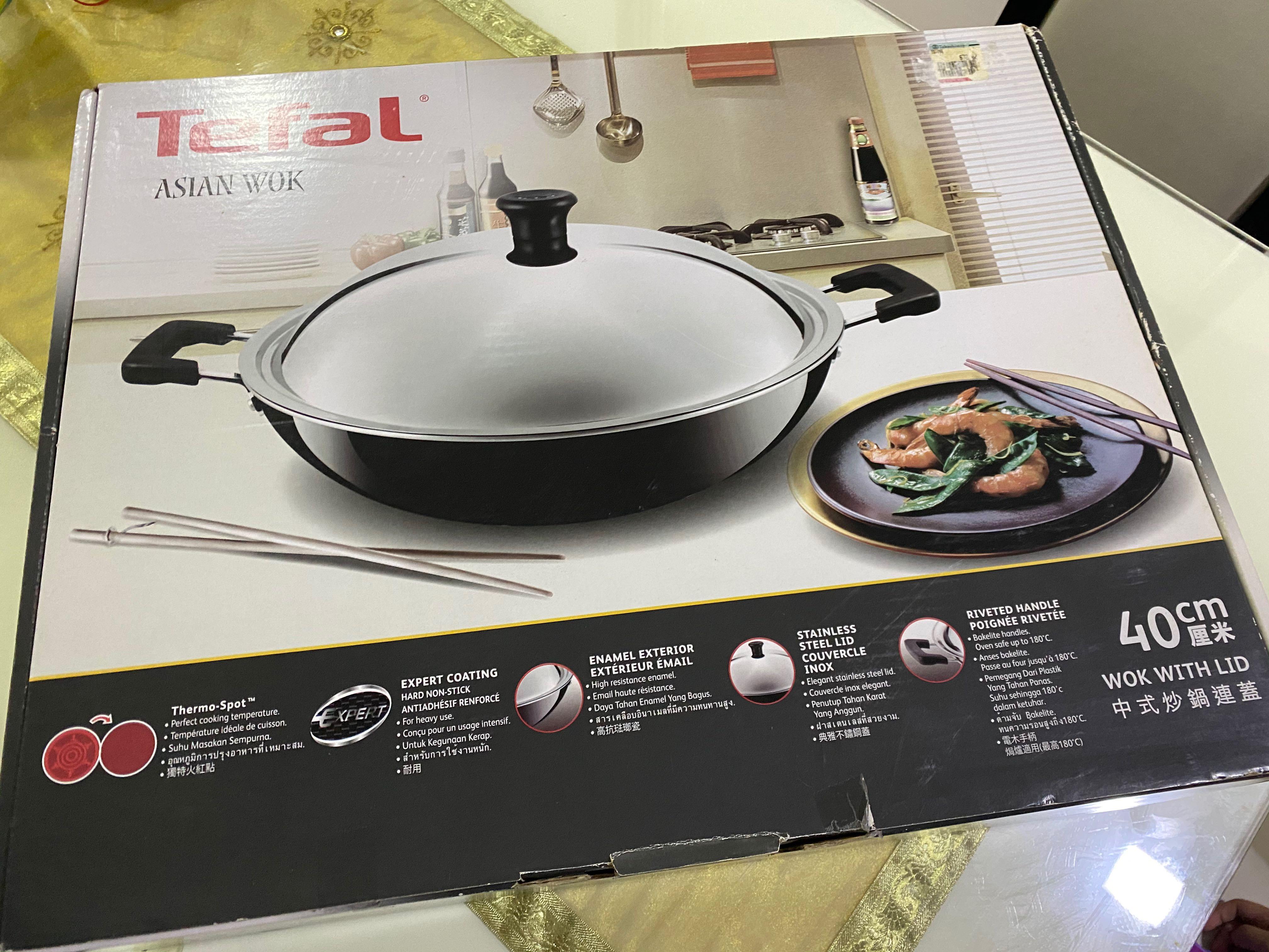 Tefal 40cm Wok with Lid, Home Appliances, Kitchenware on Carousell