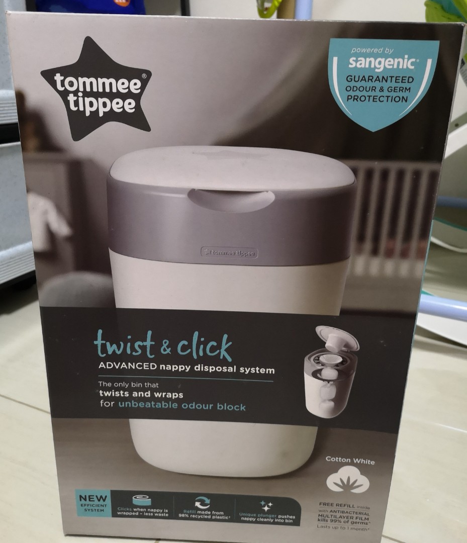 Tommee Tippee twist & click nappy bin with free gift, Babies & Kids