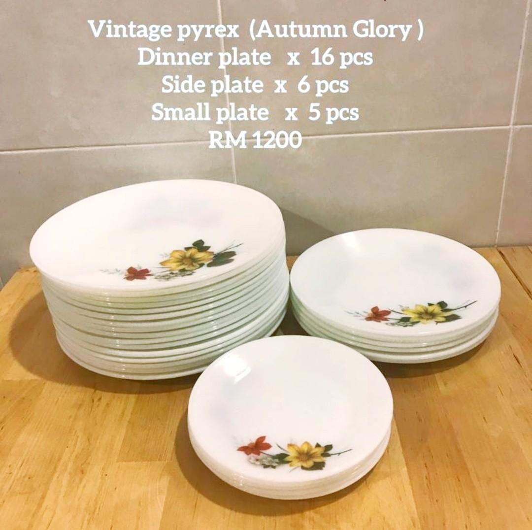 Vintage Jaj Pyrex Autumn Glory Made In England Plates Set Kitchen Appliances On Carousell