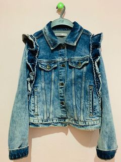frill denim jacket zara