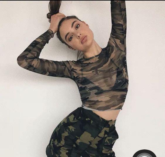 camouflage mesh top