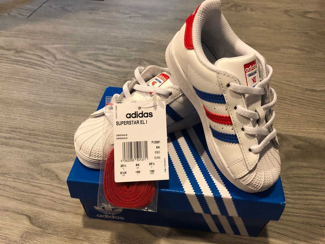 Adidas 'AMERICANA VS SUPERSTAR' kids shoes, 兒童＆孕婦用品, 嬰兒及小童流行時尚- Carousell