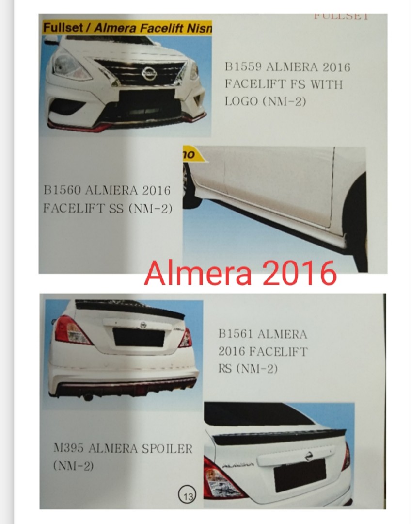 Almera 2016 Bodykit Front Rear Side Skirt Spoiler Full Set Price Auto Accessories On Carousell