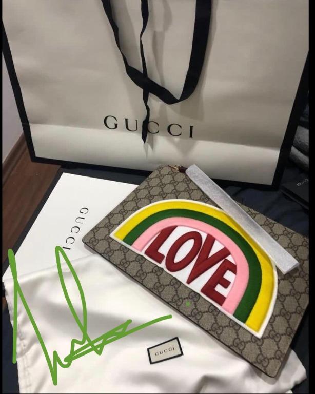 Almost New Gucci Rainbow Love Clutch Limited Collection