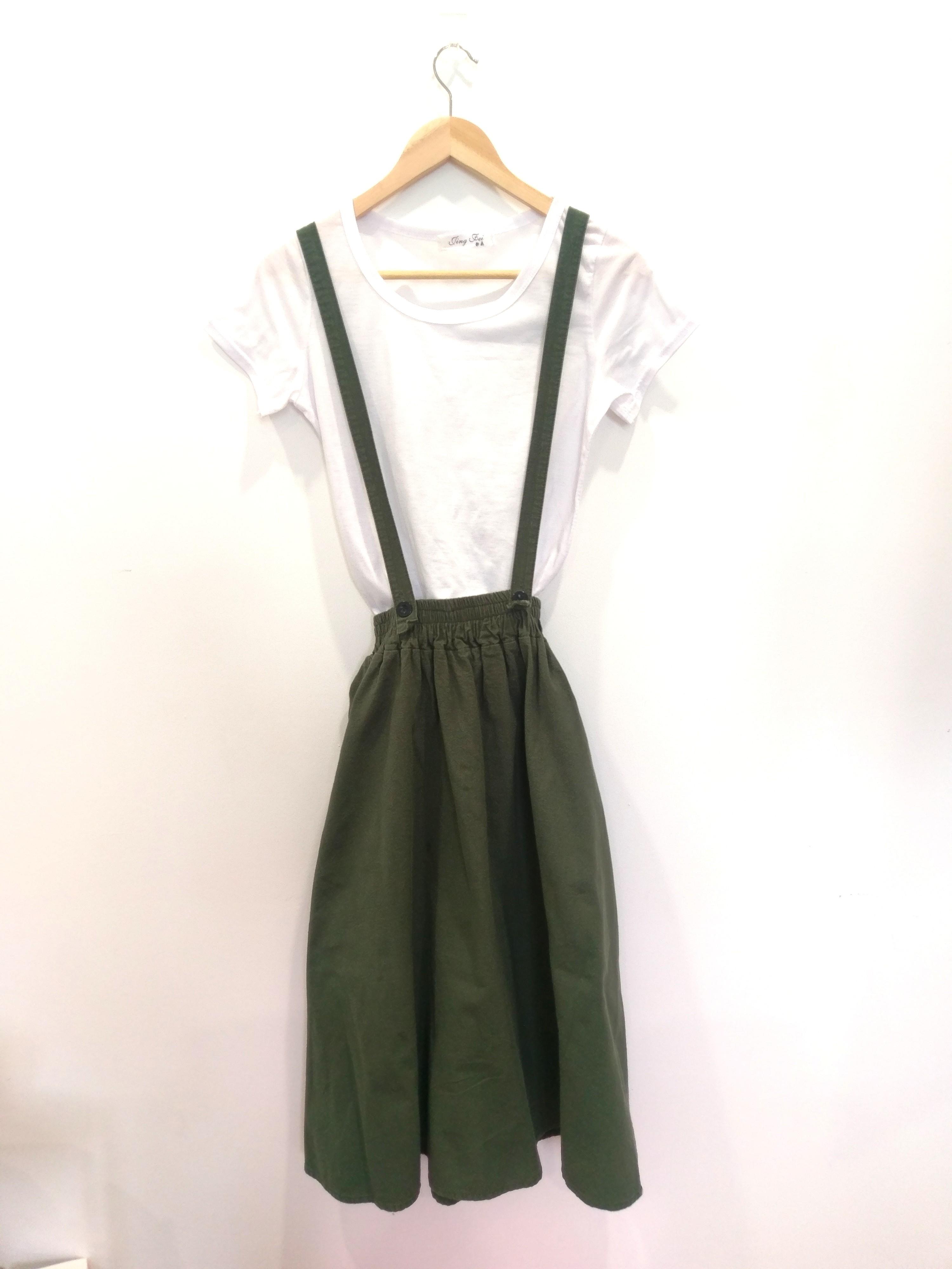 Green shop skirt overalls