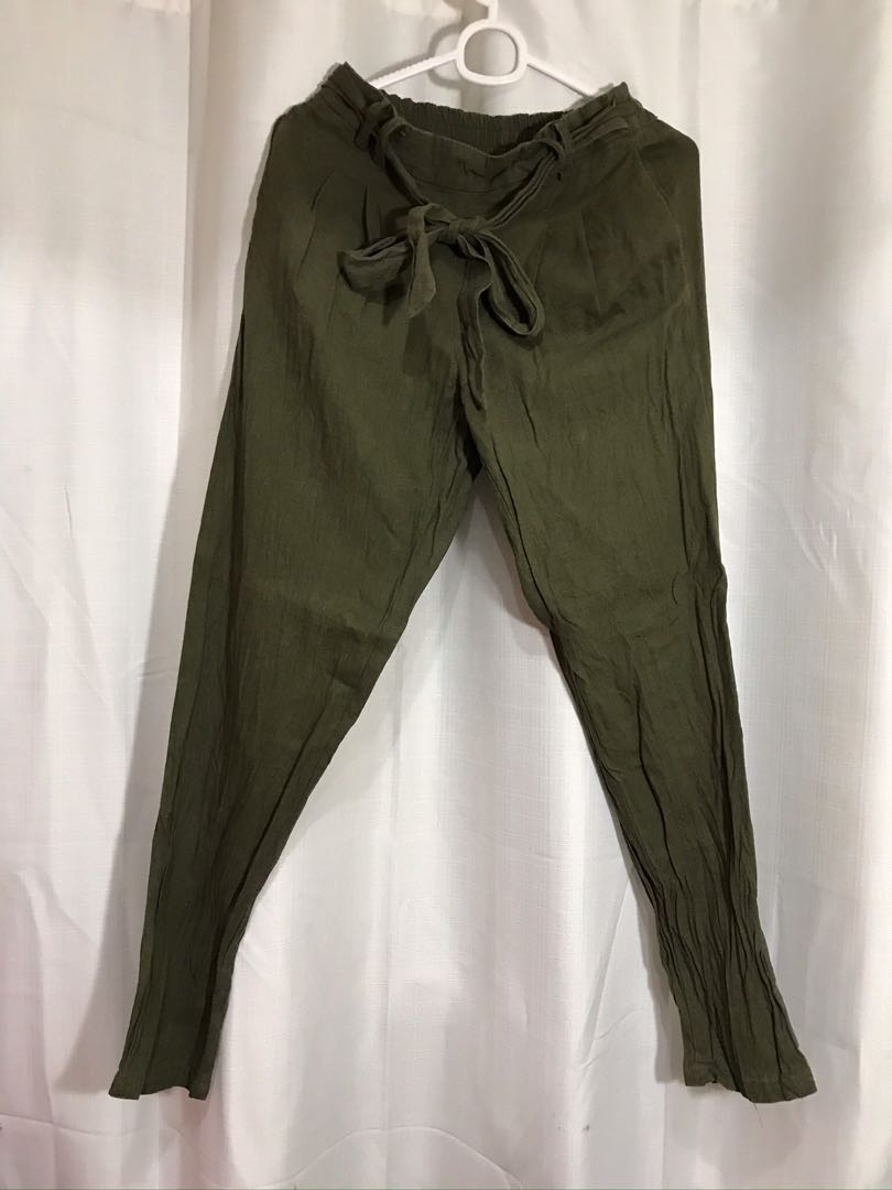 H&m army green pants cheap