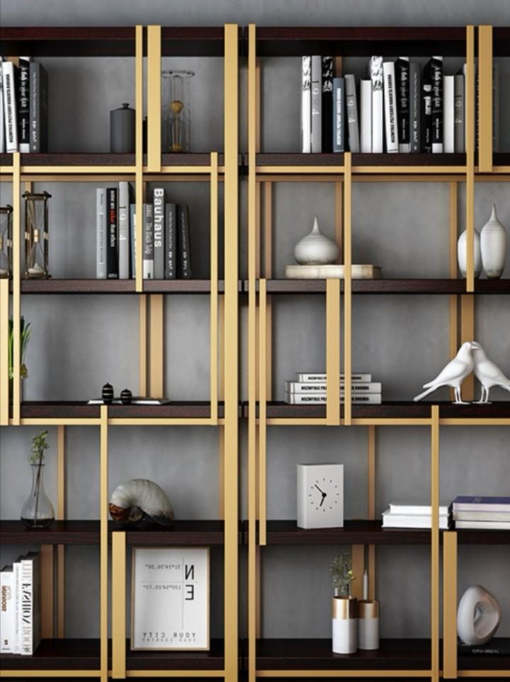 Black Rock Modern Gold Bookcase Display Showcase, Furniture, Shelves & Drawers on Carousell