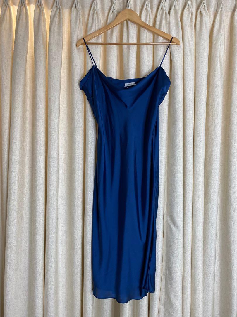 blue silk slip