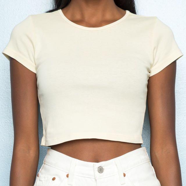 Brandy Melville Yellow Ashlyn Top Trades W Brandy Welcome Women S Fashion Tops Other Tops On Carousell