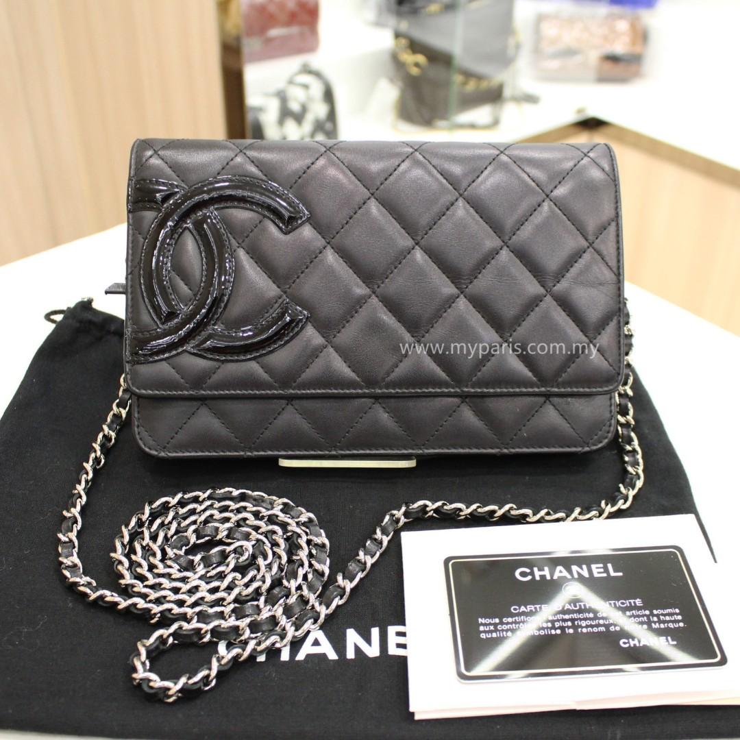 Chanel Black Quilted Leather Ligne Cambon Wallet On Chain, Luxury, Bags &  Wallets on Carousell