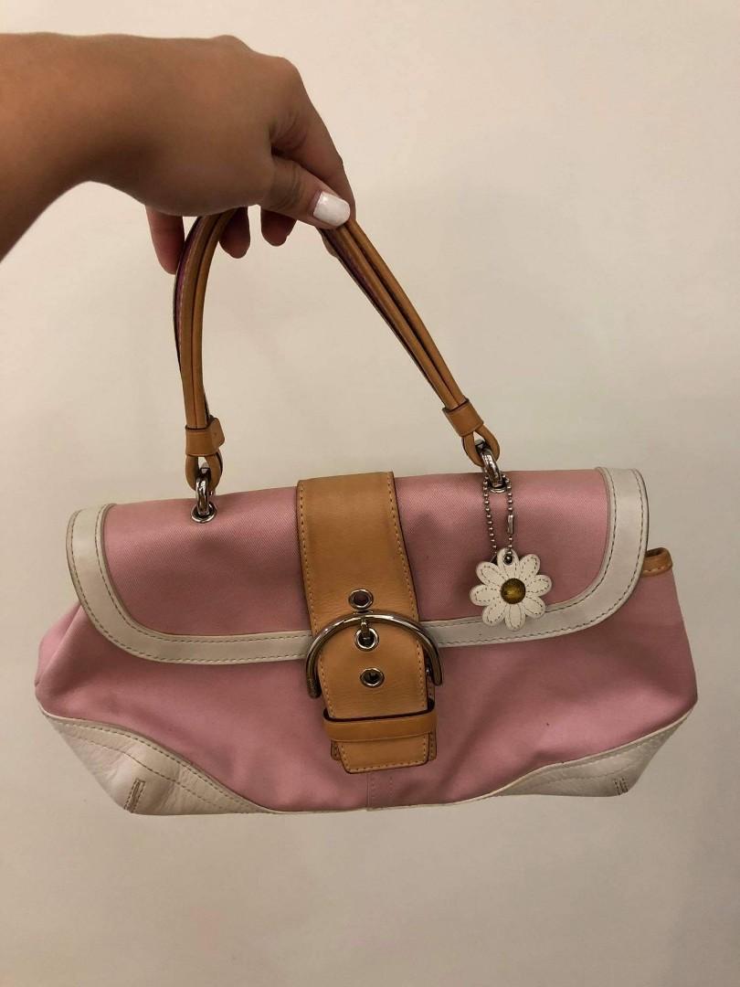 coach pink and white handbag