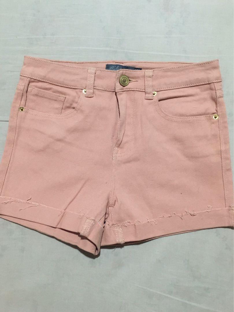 baby pink denim shorts