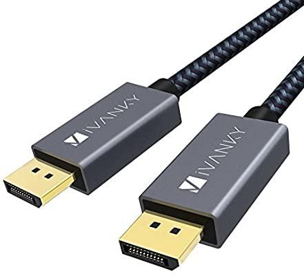 DisplayPort 1.2 Cable 6.6ft iVANKY 4K DisplayPort to DisplayPort Cable Nylon Braided High Speed DP Cable Supports 4K 60Hz and 2K 165Hz Compatible with PC Laptop TV Slim Aluminum Shell Grey Computers