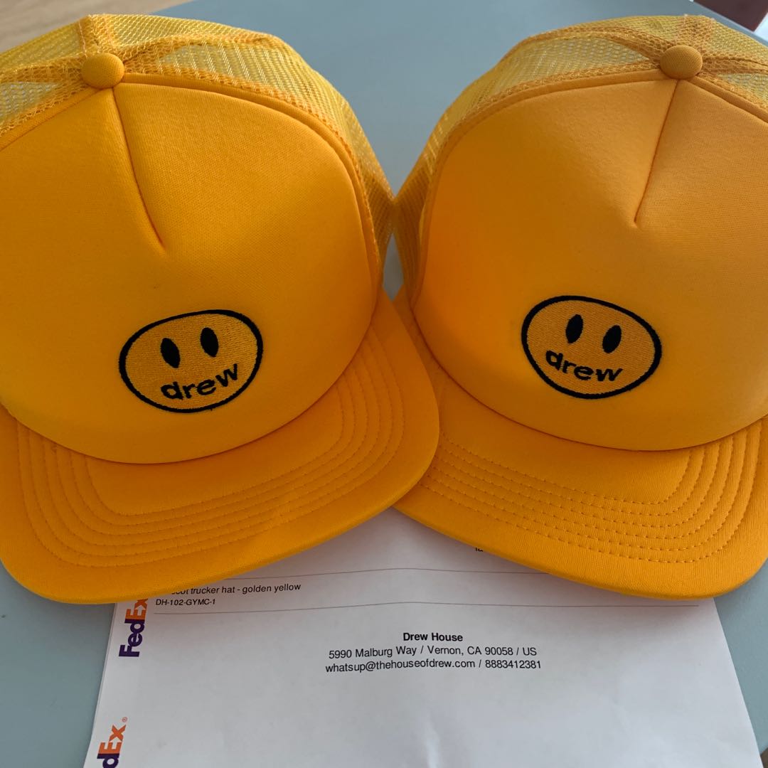 Drew House Mascot Trucker Hat - Golden Yellow, Men's Fashion 