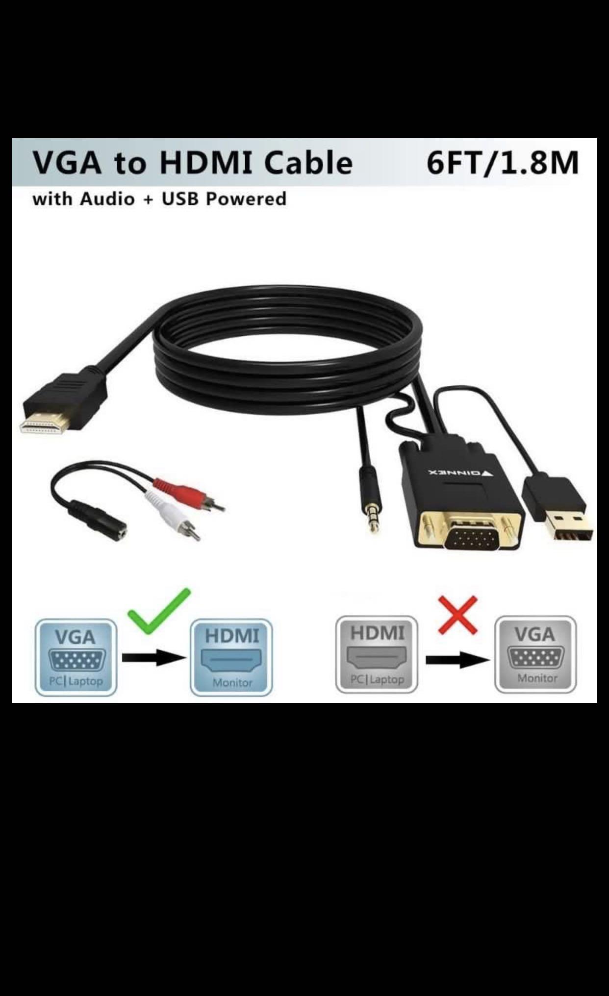 FOINNEX VGA TO HDMI ADAPTER/CONVERTER CABLE, Computers & Tech, Parts & Accessories on Carousell