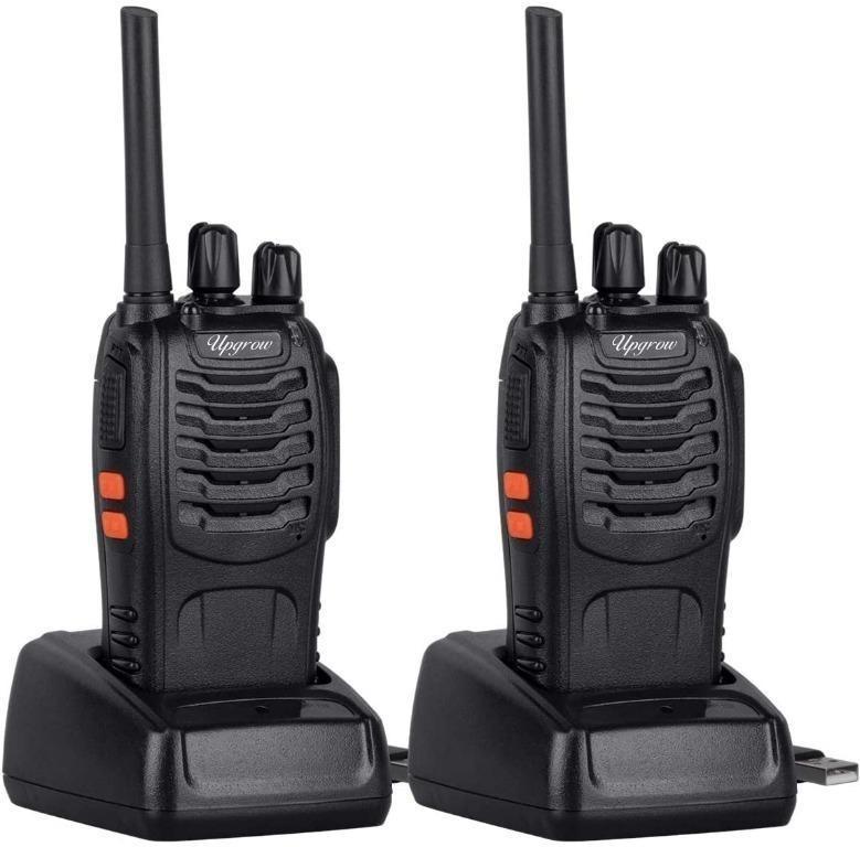 Nestling 2PCS USB Rechargeable Two-way Radio Walkie Talkies Long Range 16CH Single Band LED Light Voice Prompt with Original Earpieces for Field Survival Biking and Hiking