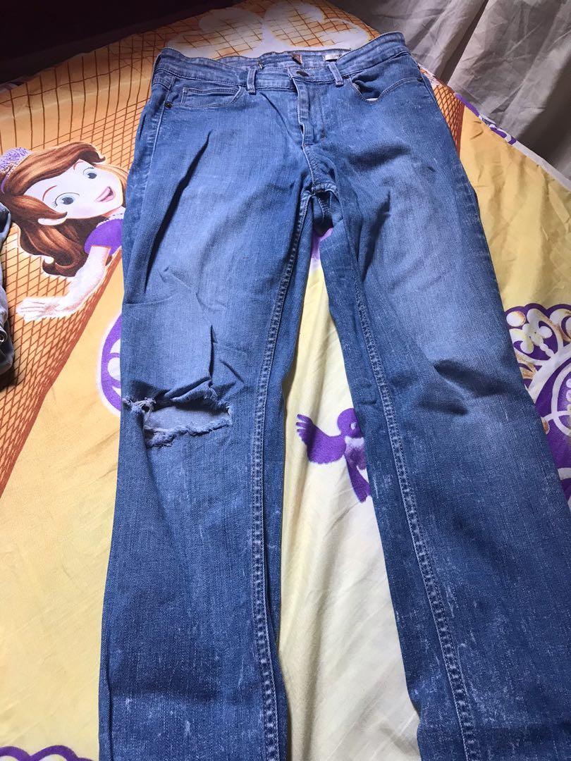half ripped jeans