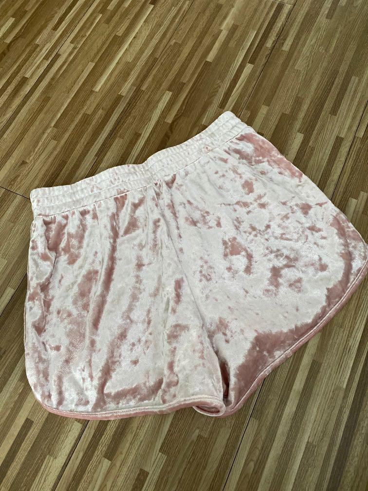 H M Pink Velvet Shorts Women s Fashion Bottoms Shorts on Carousell