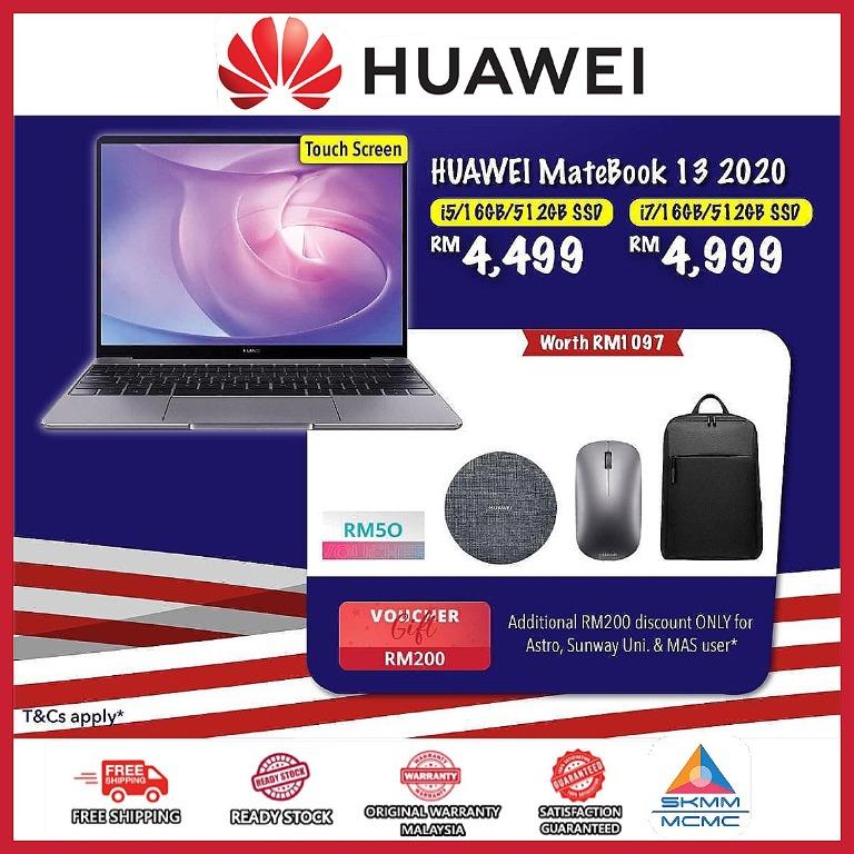 Huawei Matebook 13 I5 I7 Touch Screen Laptop 16gb 512gb Promo Free Gifts 100 Huawei Malaysia Warranty Electronics Computers Laptops On Carousell