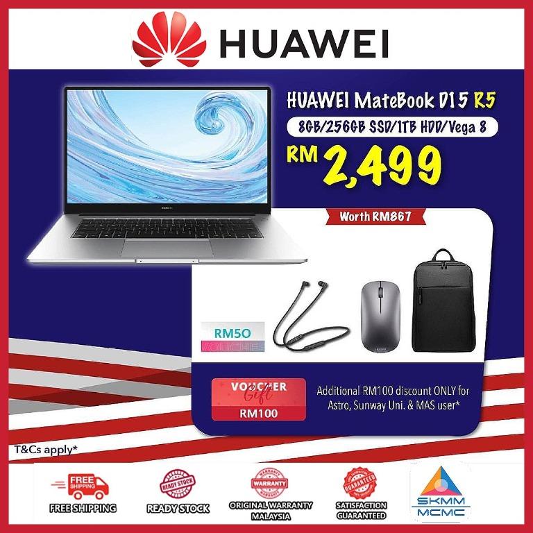 Huawei Matebook D15 R5 Laptop 2020 8gb 256gb 1tb Promo Free Gifts Original Huawei My Warranty Electronics Computers Laptops On Carousell