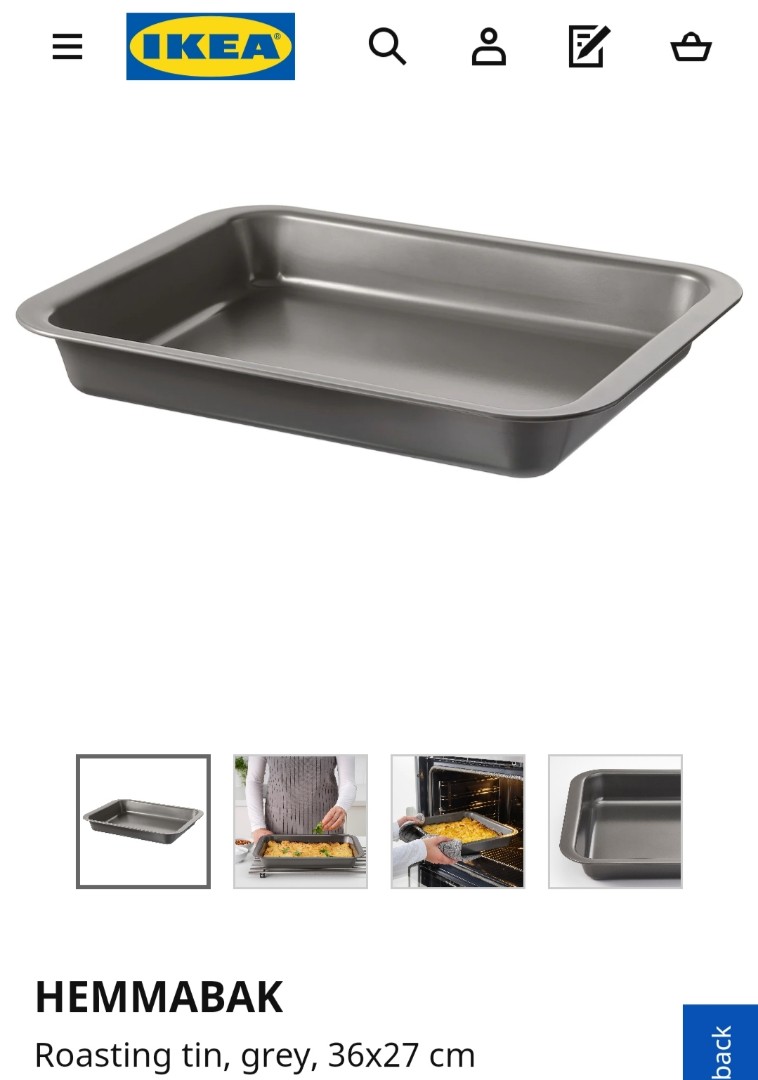 HEMMABAK Roasting tin, grey, 36x27 cm - IKEA