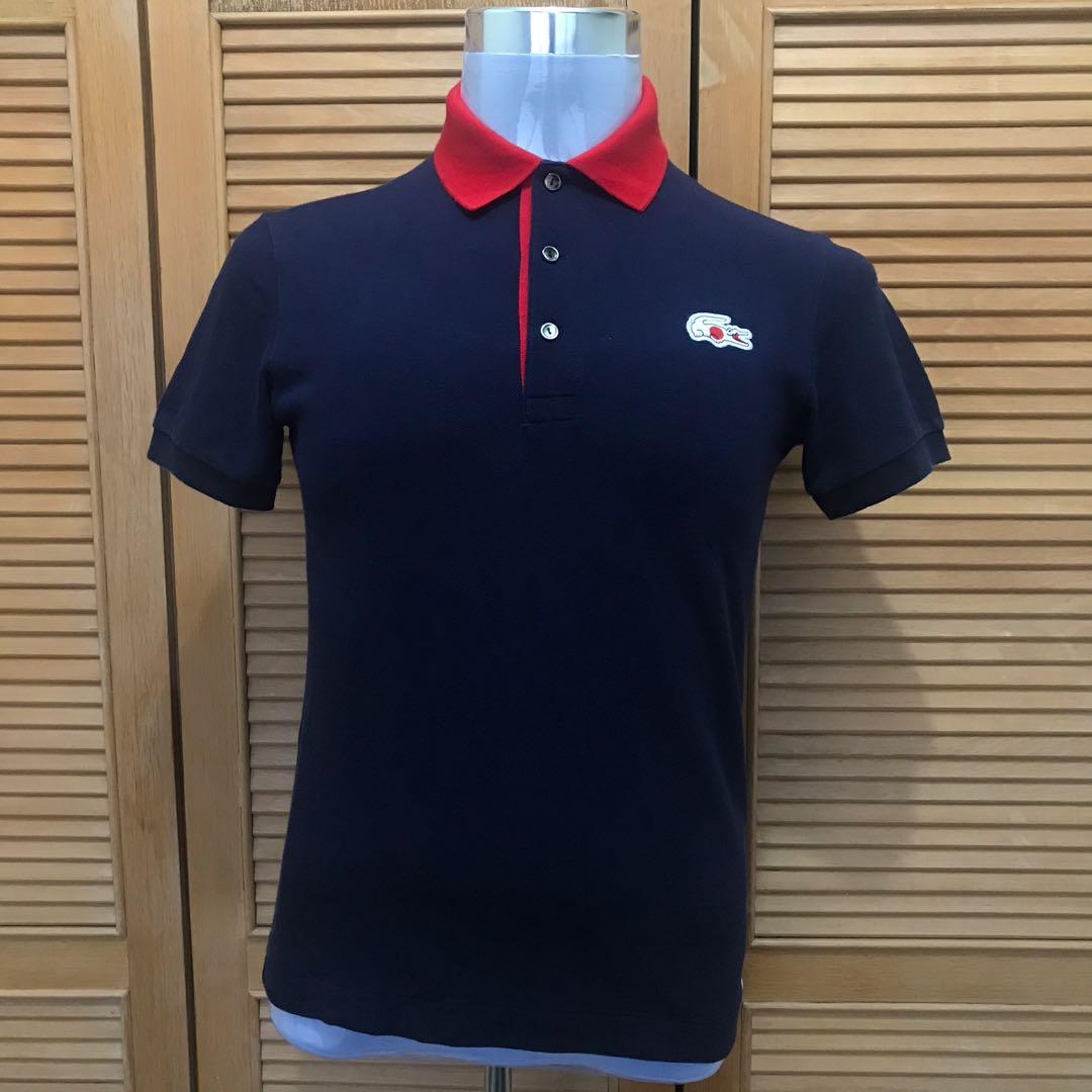 Polo lacoste logo sales bleu blanc rouge