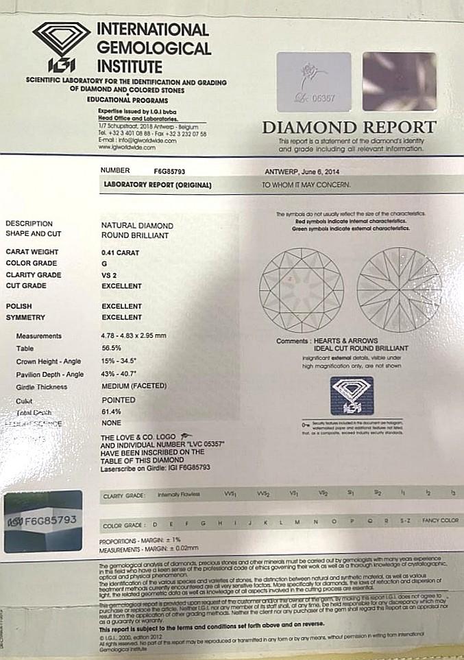 Love and co diamond certificate online