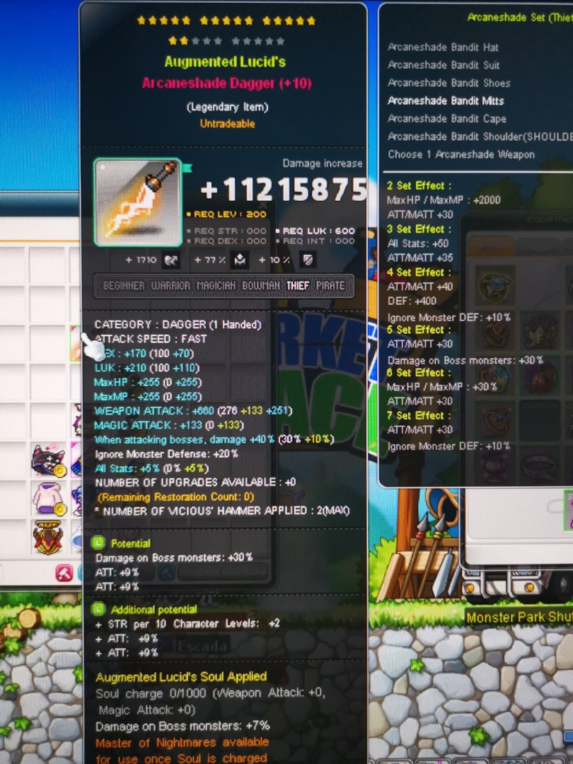 Maplesea Aquila 17 L L Arcaneshade Dagger 36 Atk Video Gaming Gaming Accessories Game Gift Cards Accounts On Carousell