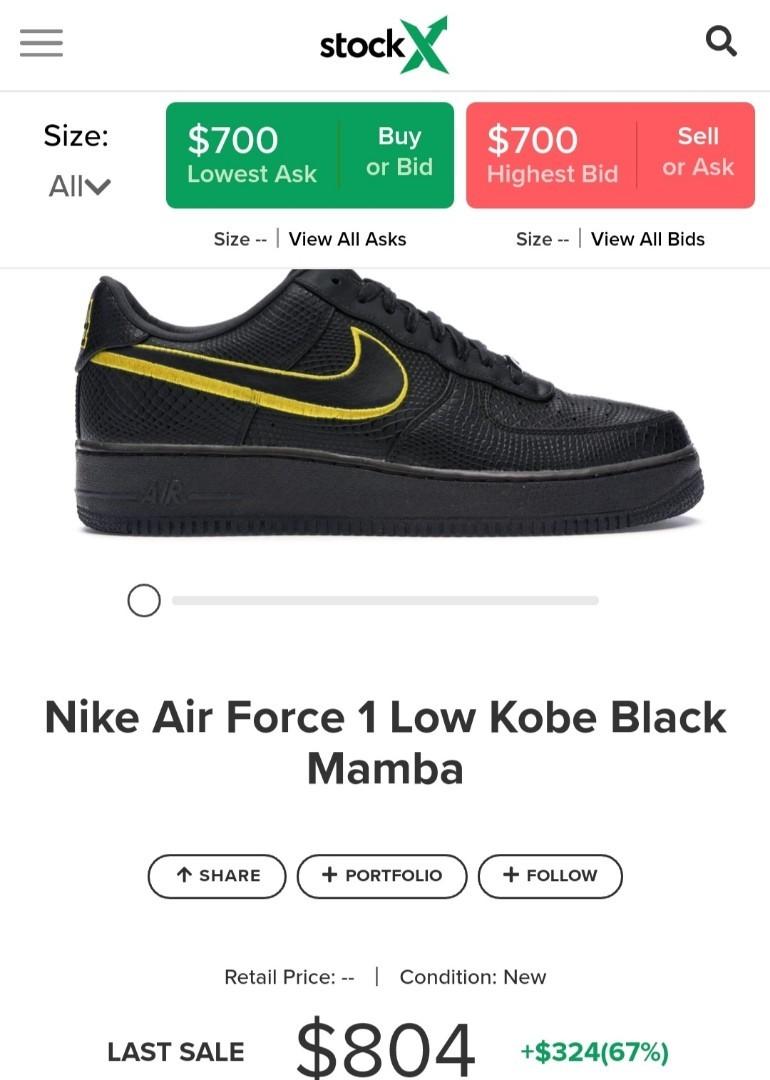 Nike Air Force 1 Kobe Black Mamba, Men 